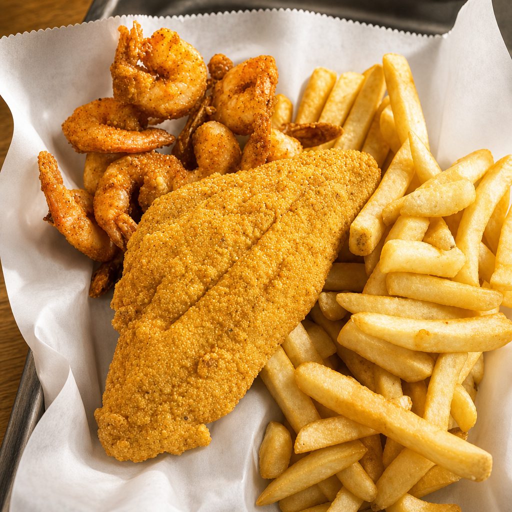1 Catfish 10 Shrimp.